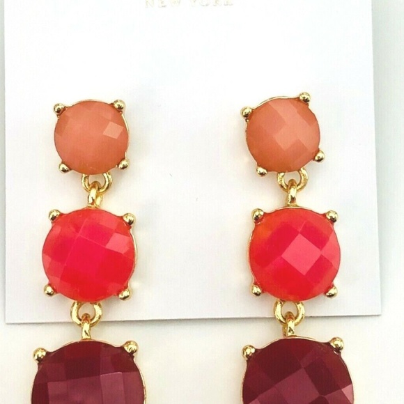 NWT Kate Spade Smell The Roses Linear Pink Drop Earrings 12k Gold $105 - Picture 9 of 9